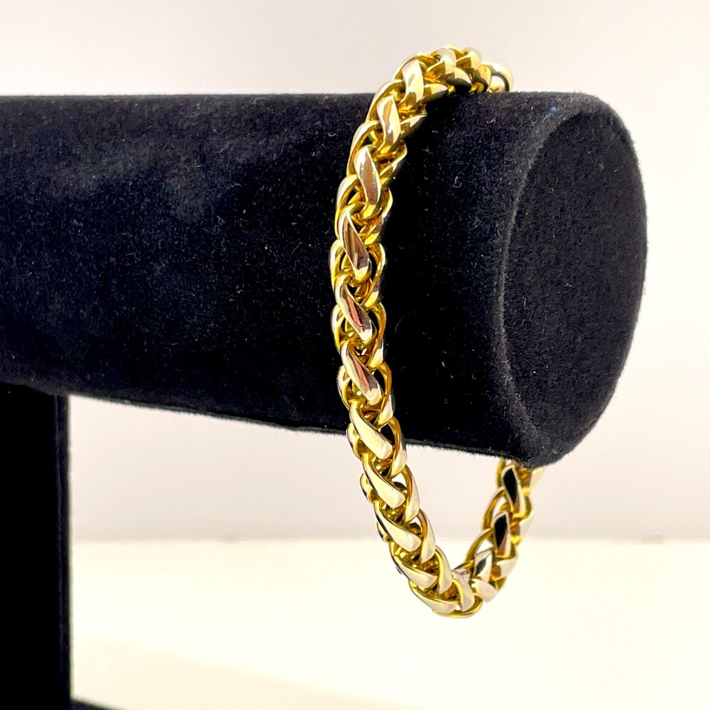 Vintage Heavy Gold Tone Streetwear Unique Retro Abstract Geometric Bracelet